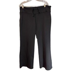 Columbia Womens Yoga Pants XL Solid Black Flare Leg Stretch Knit Low Rise Y2K